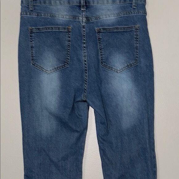 Blue Flare & Wide Leg Jeans with Floral Details - Picture 11 of 14